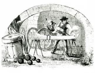 Herstellung von Geschützlafetten von Hand in der Richmond-Waffenkammer, 1860er Jahre